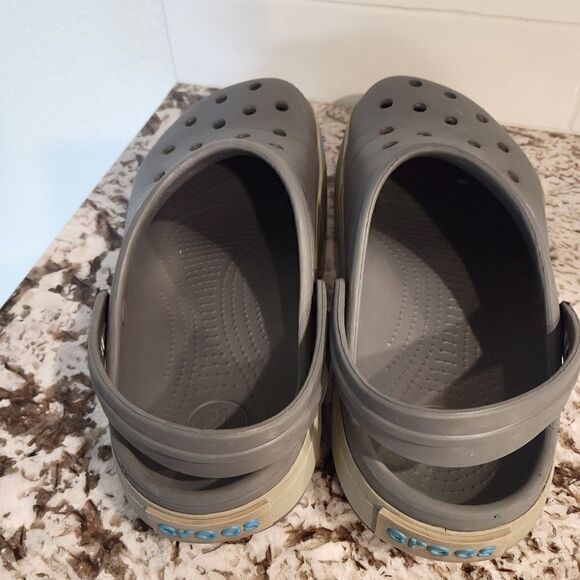 Crocs Crocband Gray/ Blue Clogs Slides Men 9 W 11 - Picture 4 of 10